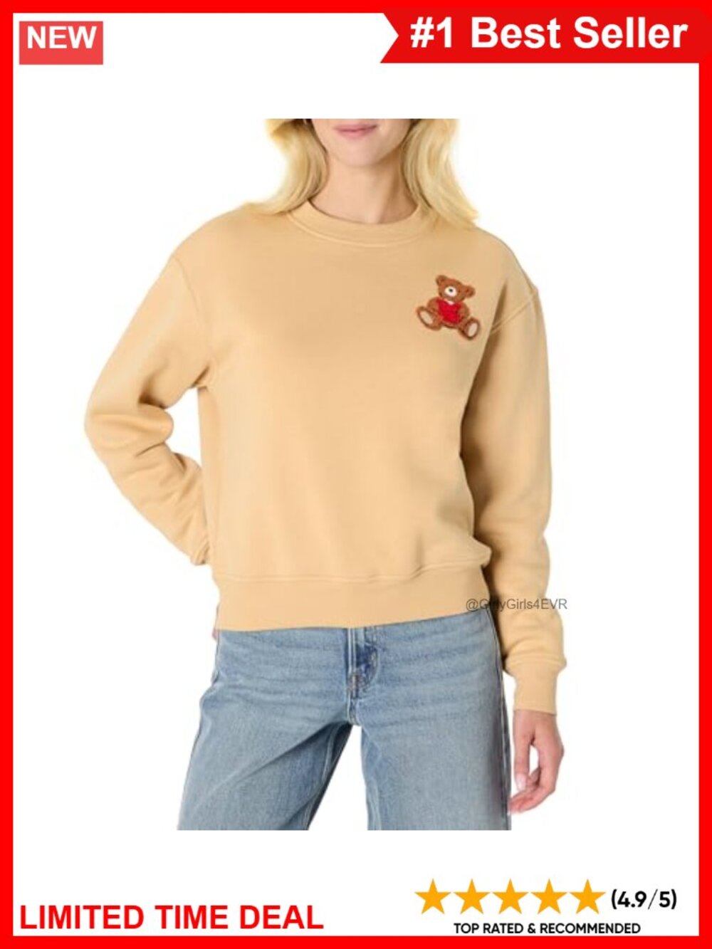 Sofia Grainge Boxy Drop Shoulder Crewneck Sweatshirt Relaxed Fit